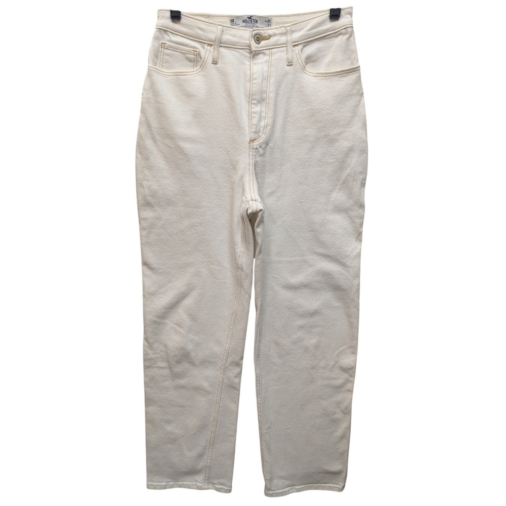 Hollister Curvy Ultra High-Rise Dad Jeans‎ Womens 5R W27 White/Cream Stretch